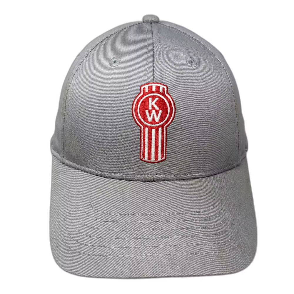 Kenworth Baseball Cap Gray Red OS Hat Embroidered Adjustable Strapback Cotton